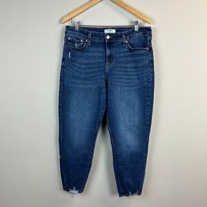 Levi's Denizen Boyfriend Jeans Womens 14 W32 Blue Stretch Denim‎ Distressed Hem
